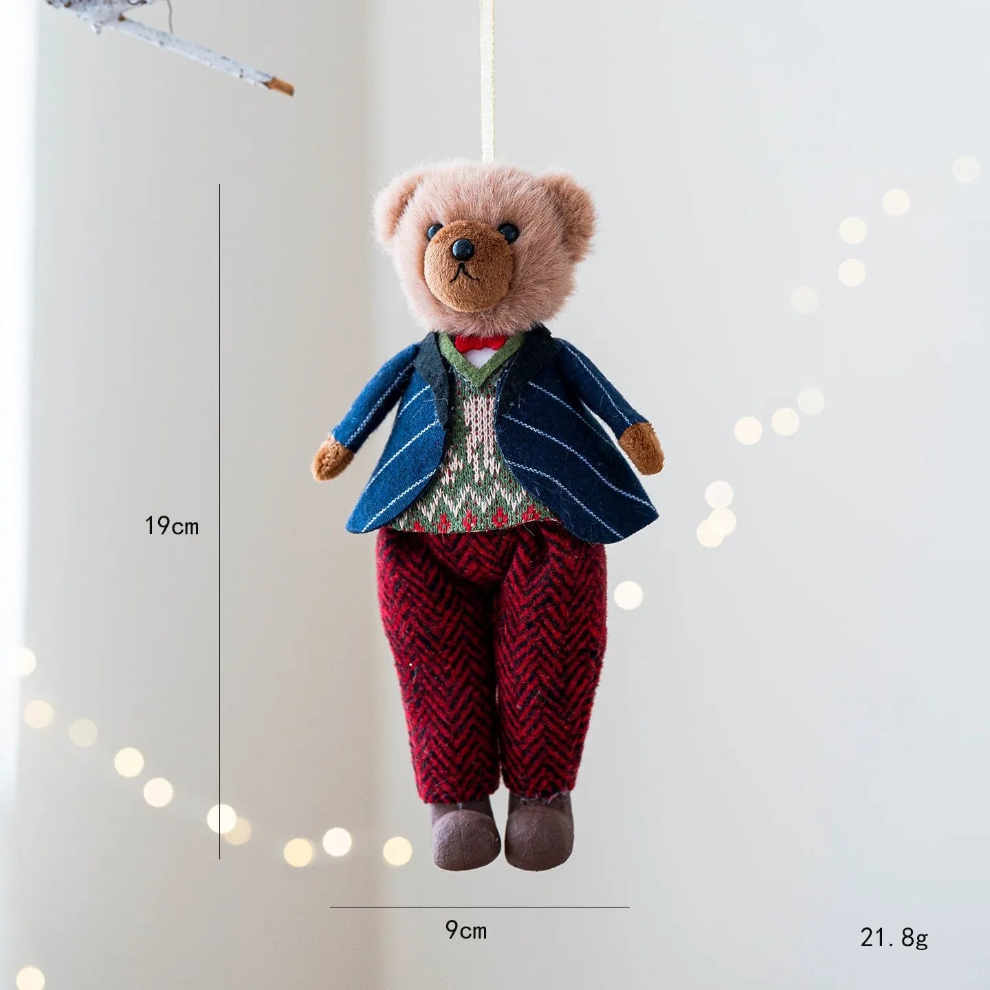 Cartoon plush bear doll wearing cotton suit with plaid pattern in princess bear and gentleman bear variations