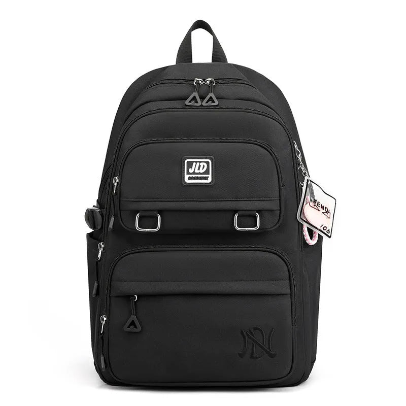 Girls' large capacity nylon backpack with physiological curve backplate in multiple colour and pattern options