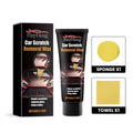 Car scratch removal wax kit with 60g container, sponge applicator and polishing cloth
