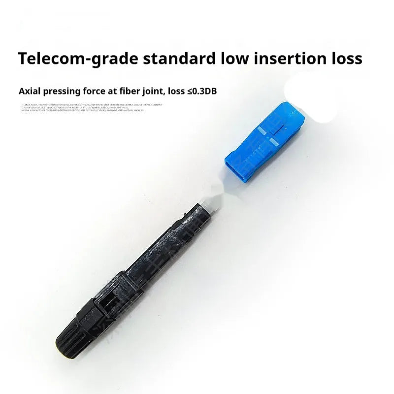Plastic SC fibre optic quick connector with pre-polished ferrule for APC and UPC types