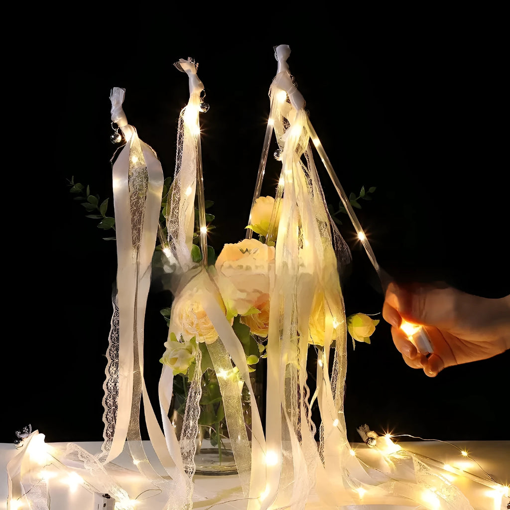 LED star moon luminous fiber rod 30cm glow stick on dark background