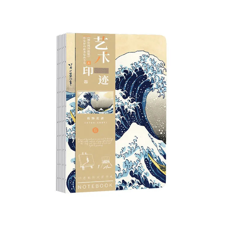 Ukiyo-e series hand ledger notebook with traditional Japanese artwork cover and 100g Daolin paper interior
