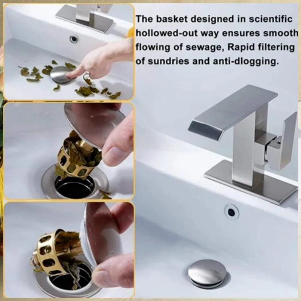 White copper manual press bounce filter element for a single-hole kitchen water tap.