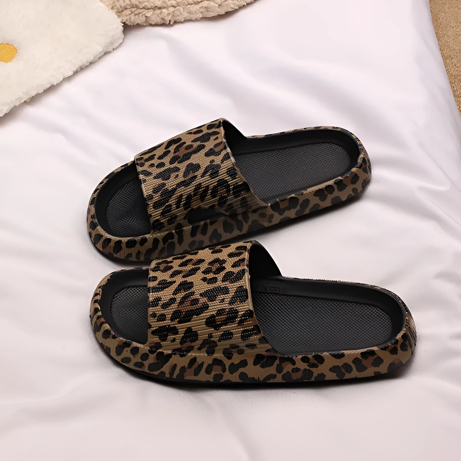 Women's leopard print EVA slippers with thick sole in multiple animal print colours