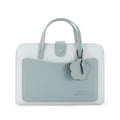 Portable 13 inch thin flower waterproof PVC computer bag with drawstring closure and soft handle in light blue