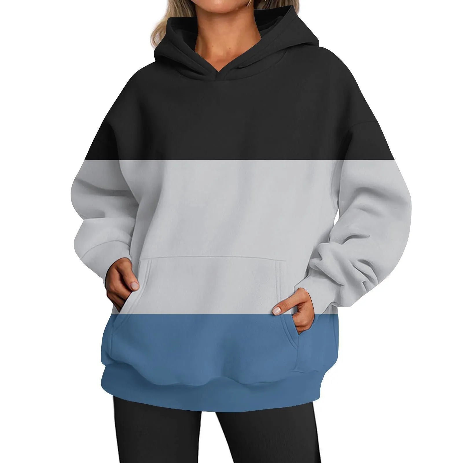 Ladies casual printed hooded top in polyester with hood, multiple colour options and sizes available