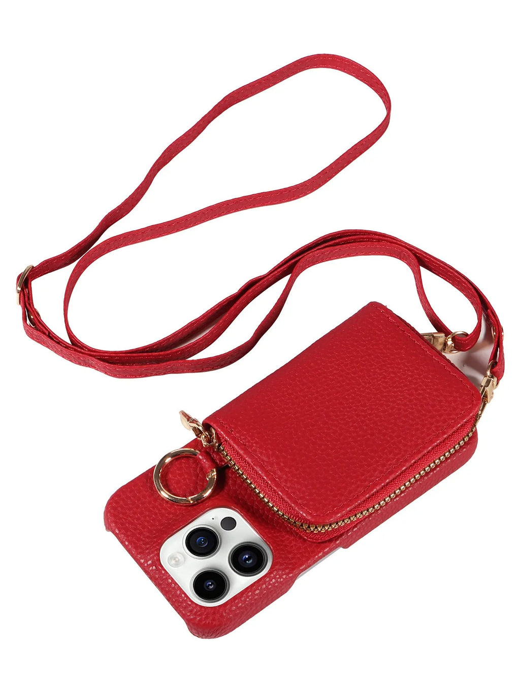 Imitation leather wallet phone case with card slots and crossbody strap, black colour, for iPhone 16 Pro Max