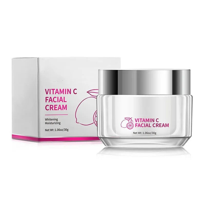 30g Vitamin C face cream jar with compact 6x6x5.2cm dimensions for universal skin types