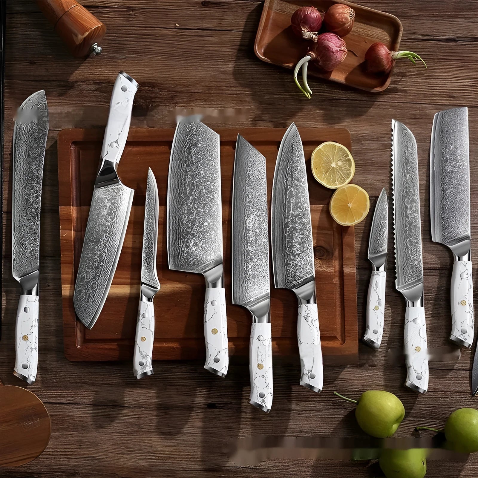 Damascus VG10 steel combined chef's knife with 21cm blade for kitchen use