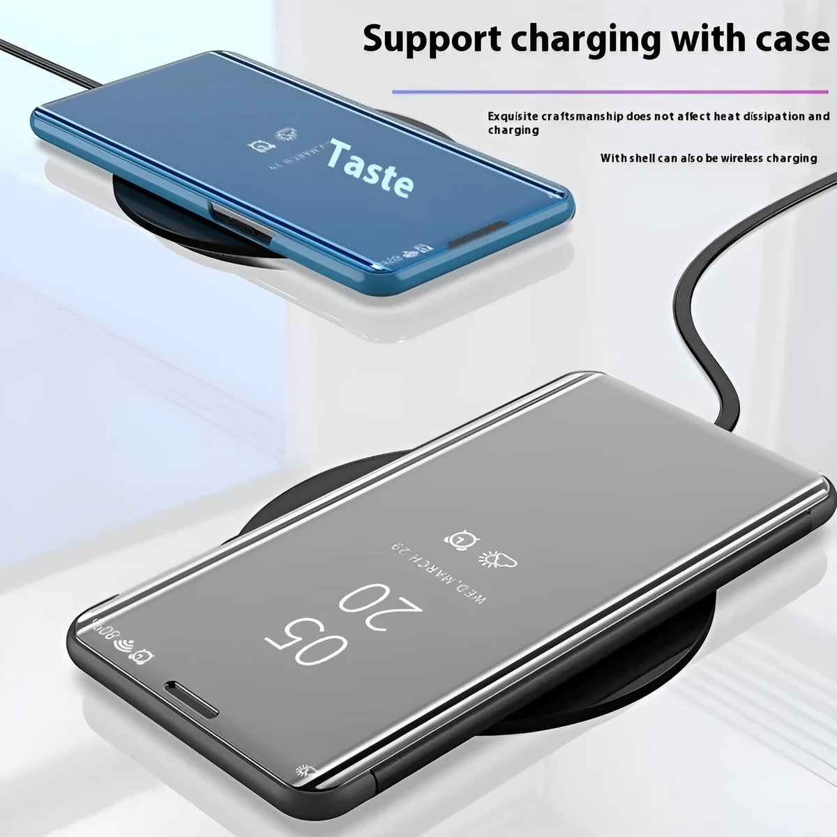 Electroplating mirror flip vertical leather phone case for iPhone in black with built-in bracket stand