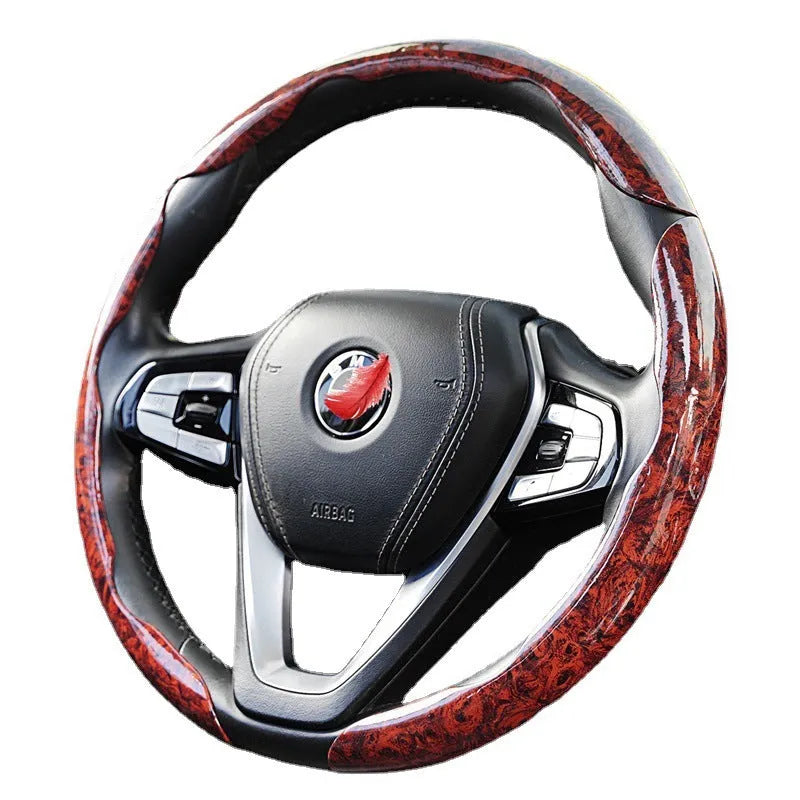 Peach wood grain artificial leather steering wheel sleeve for 38cm wheel sedan or off-road vehicle