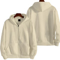 A man's loose fit solid colour zip-up sports jacket in a cardigan style.