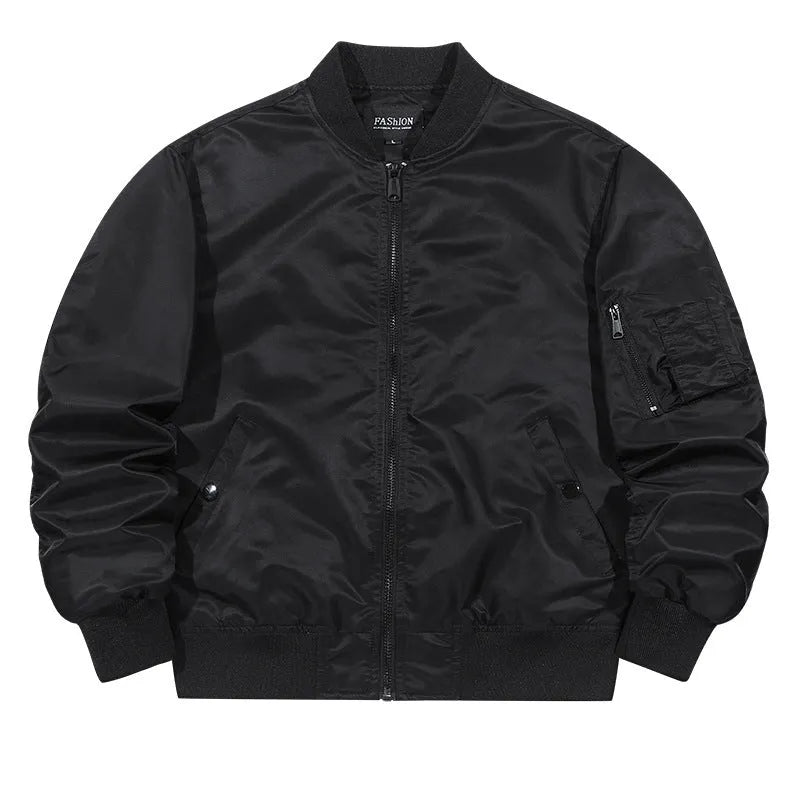 Men's casual jacket loose fit solid colour nylon with side seam pockets