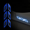 Blue reflective car bumper protection strips showing 17mm width measurement
