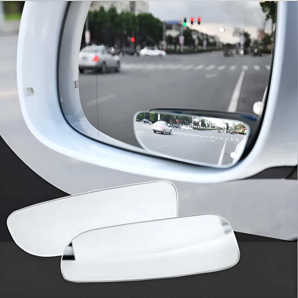 Glass convex rearview mirror accessory with adjustable bracket for vehicle blind spot visibility
