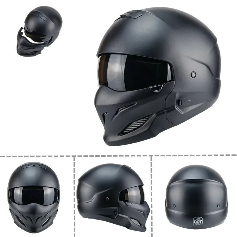 Black Scorpion vintage half helmet in matte black finish with ABS shell and removable lining