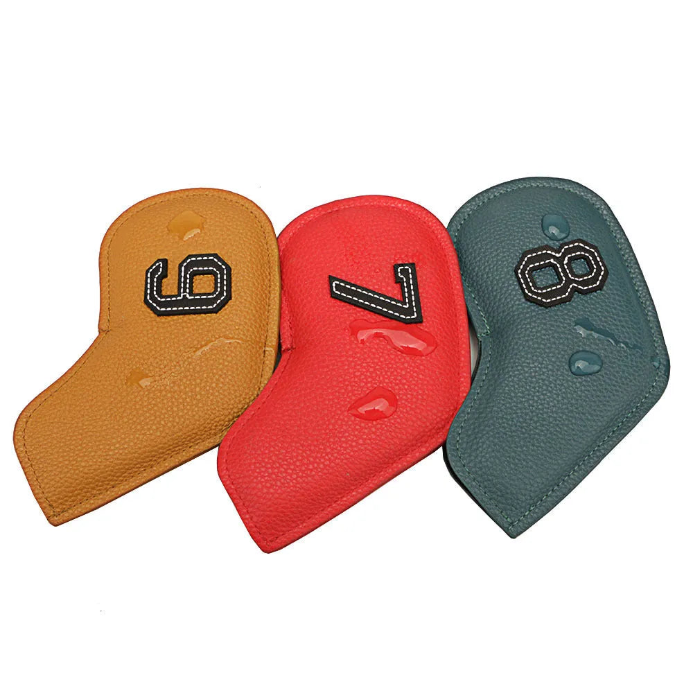 Set of 10 digitally printed golf club head covers in PU material