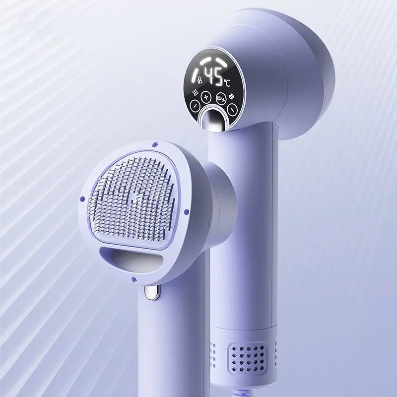 Smart pet hair dryer in white with blow and comb function for dog cat grooming