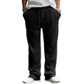 Men's casual high-waist straight-leg trousers in Army Green showing loose fit and striped design