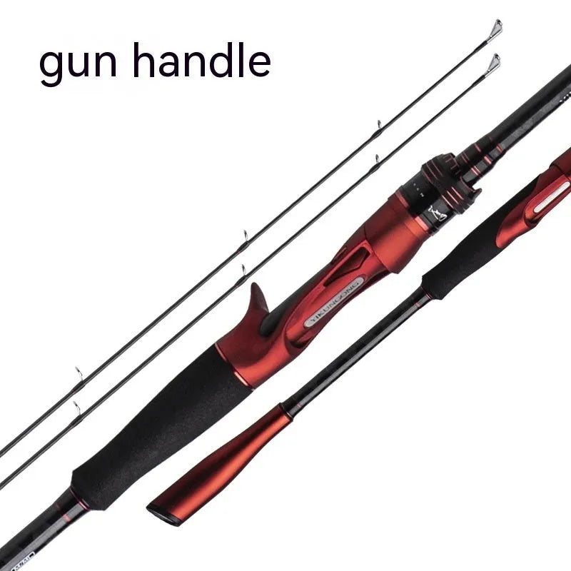 Carbon ultralight fishing rod showing straight handle and pikestaff style options in 2.1 and 2.4 metre lengths