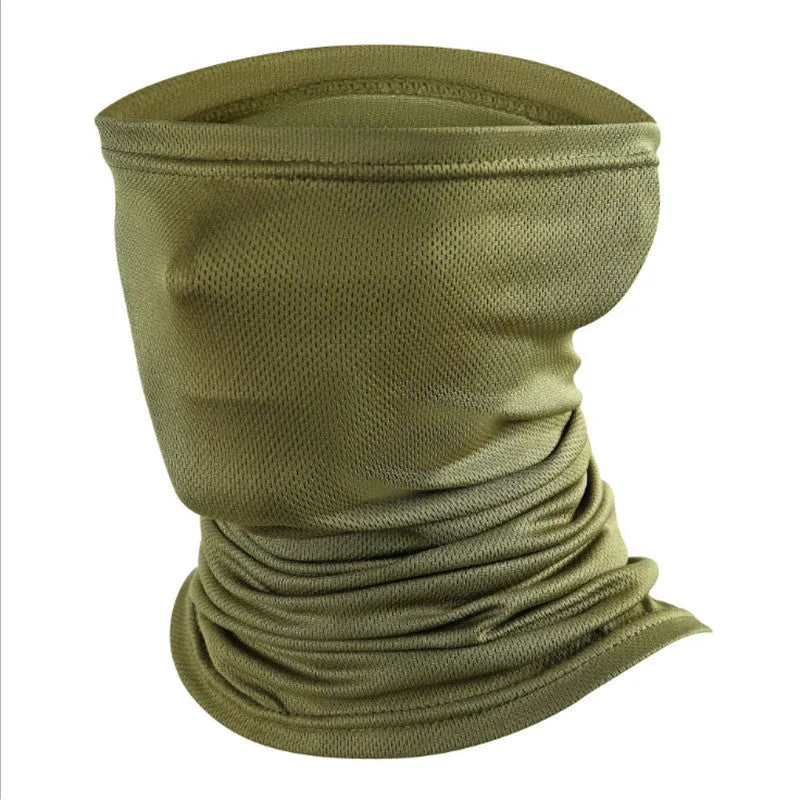 Multifunctional sports scarf in polyester fabric with filter pockets shown in various colours