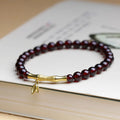 Natural garnet bamboo joint bracelet with 6mm gemstone in copper or silver finish