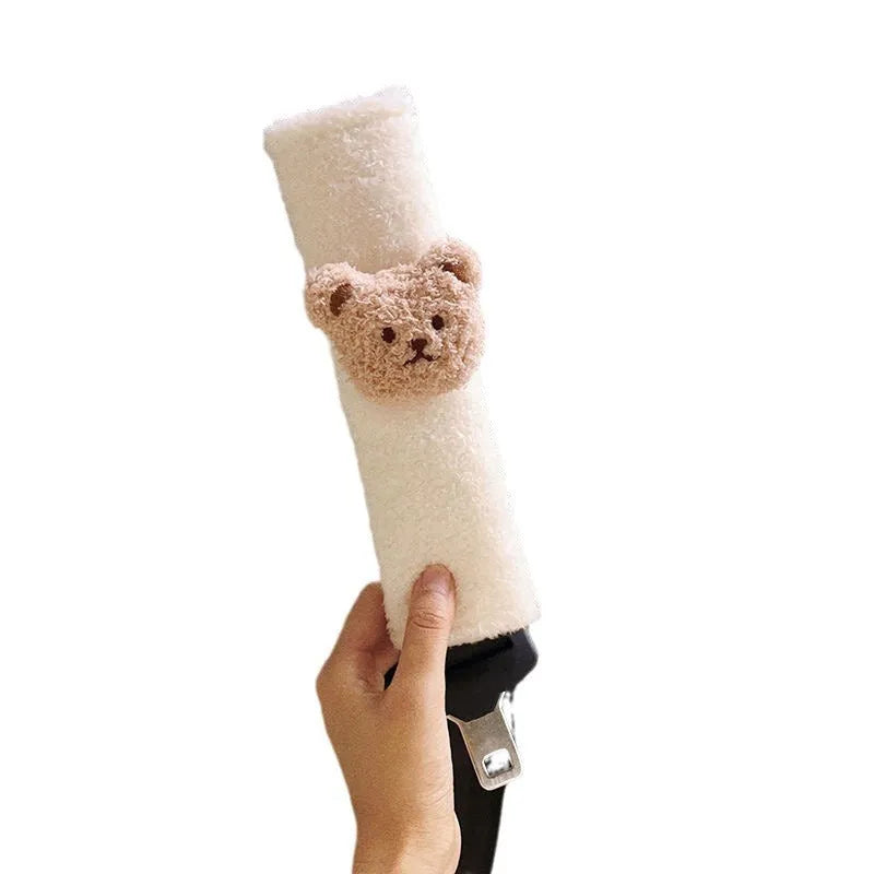 Cartoon bear plush car seat belt protective cover for baby car seats measuring 25cm
