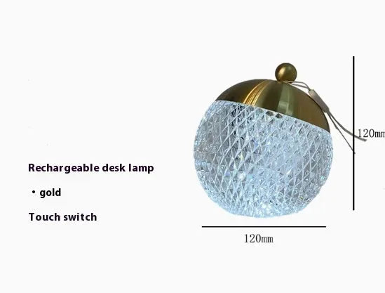 Portable modern minimalist night lamp with touch dimmable control in chrome finish