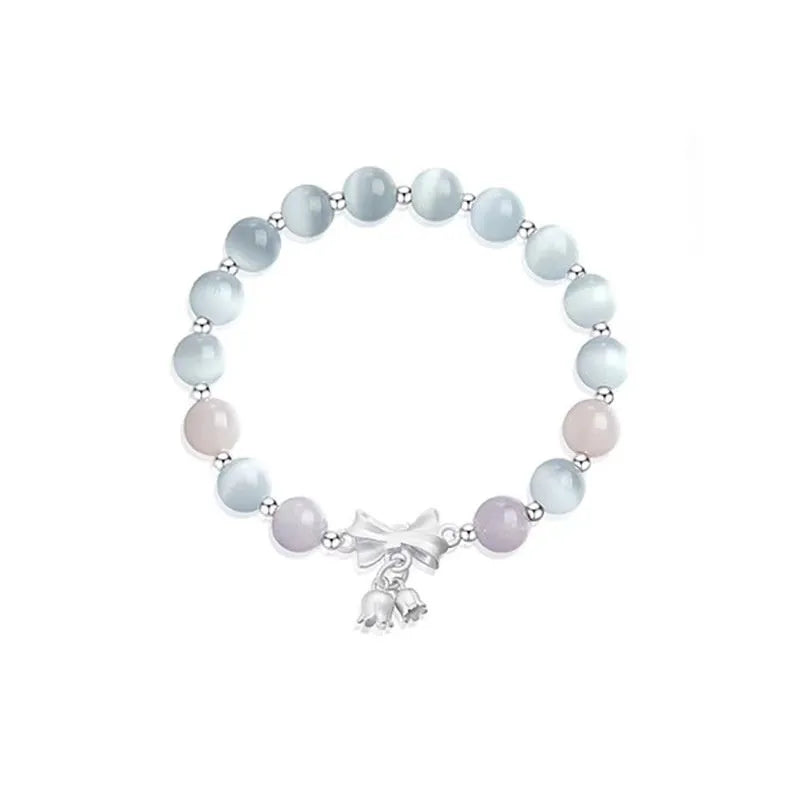 Lavender purple crystal bracelet with bow knot design for women