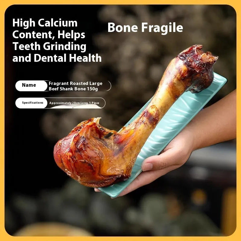Large dog molar rod chew for dental care with roasted ox bone flavour
