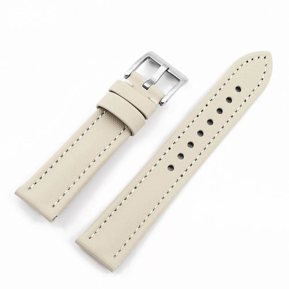 Oxford water-repellent cloth leather fit watch strap in black with 20mm lug width