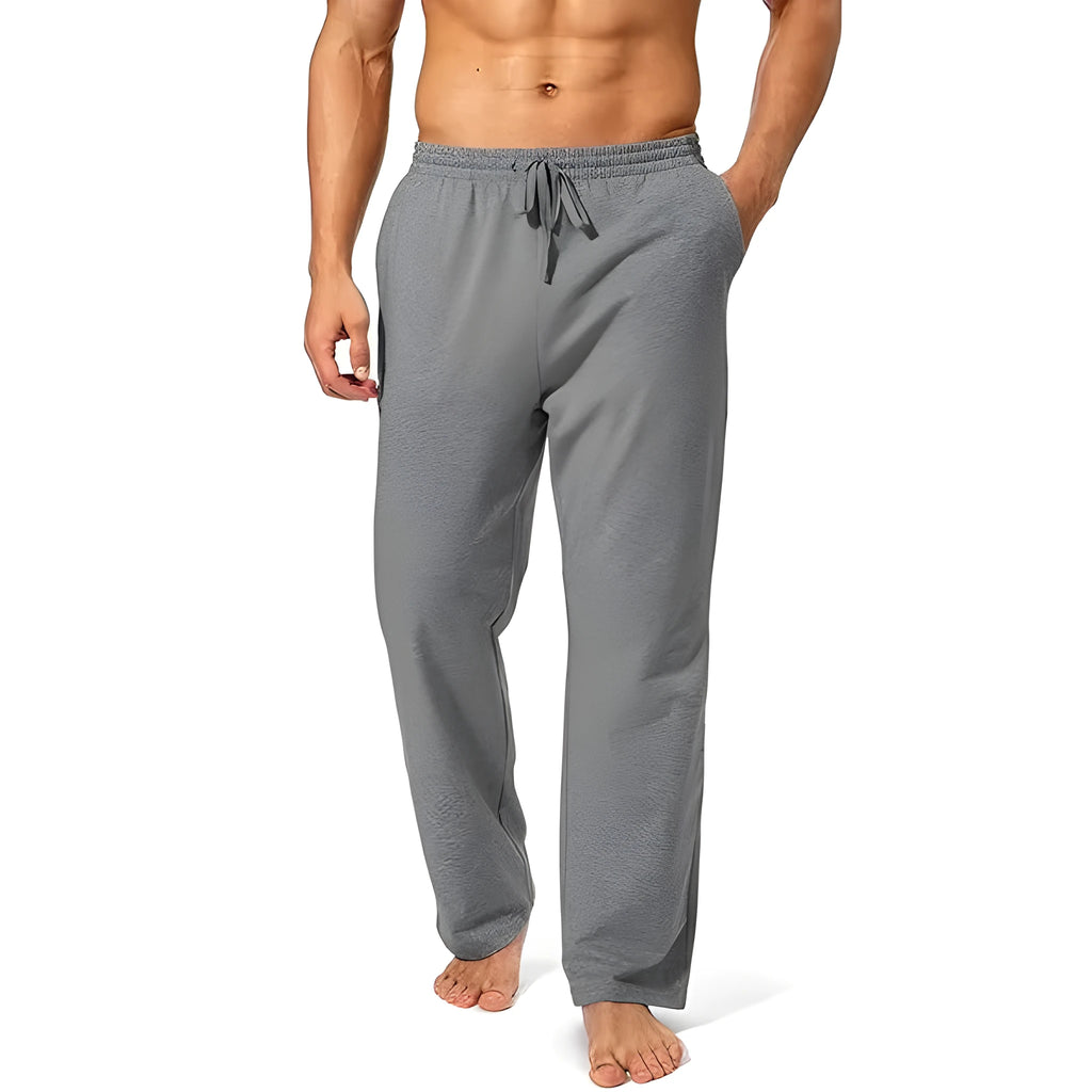 Men's loose breathable quick-drying casual pants in solid colour, available in multiple sizes