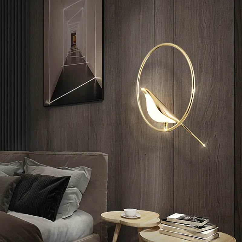 Modern minimalist magpie bird silhouette chandelier made of zinc alloy and clear acrylic, 150cm tall.