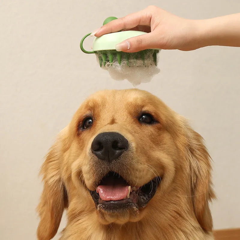 Soft silicone pet hair remover comb brush with TPR massage nodes for dog bathing