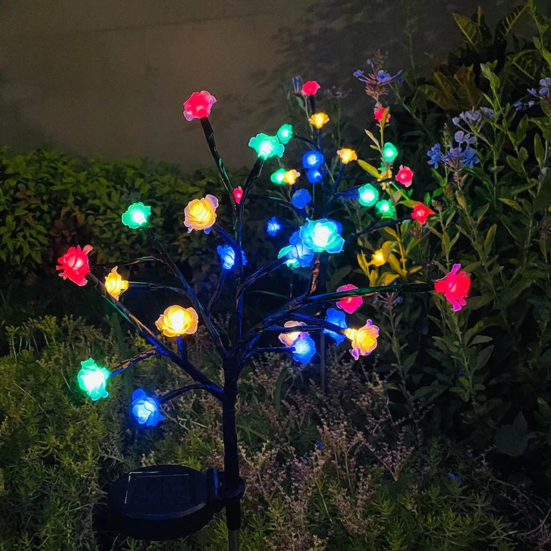 Outdoor solar LED garden ground lamp flower shape IP65 decorative light for pathway and courtyard