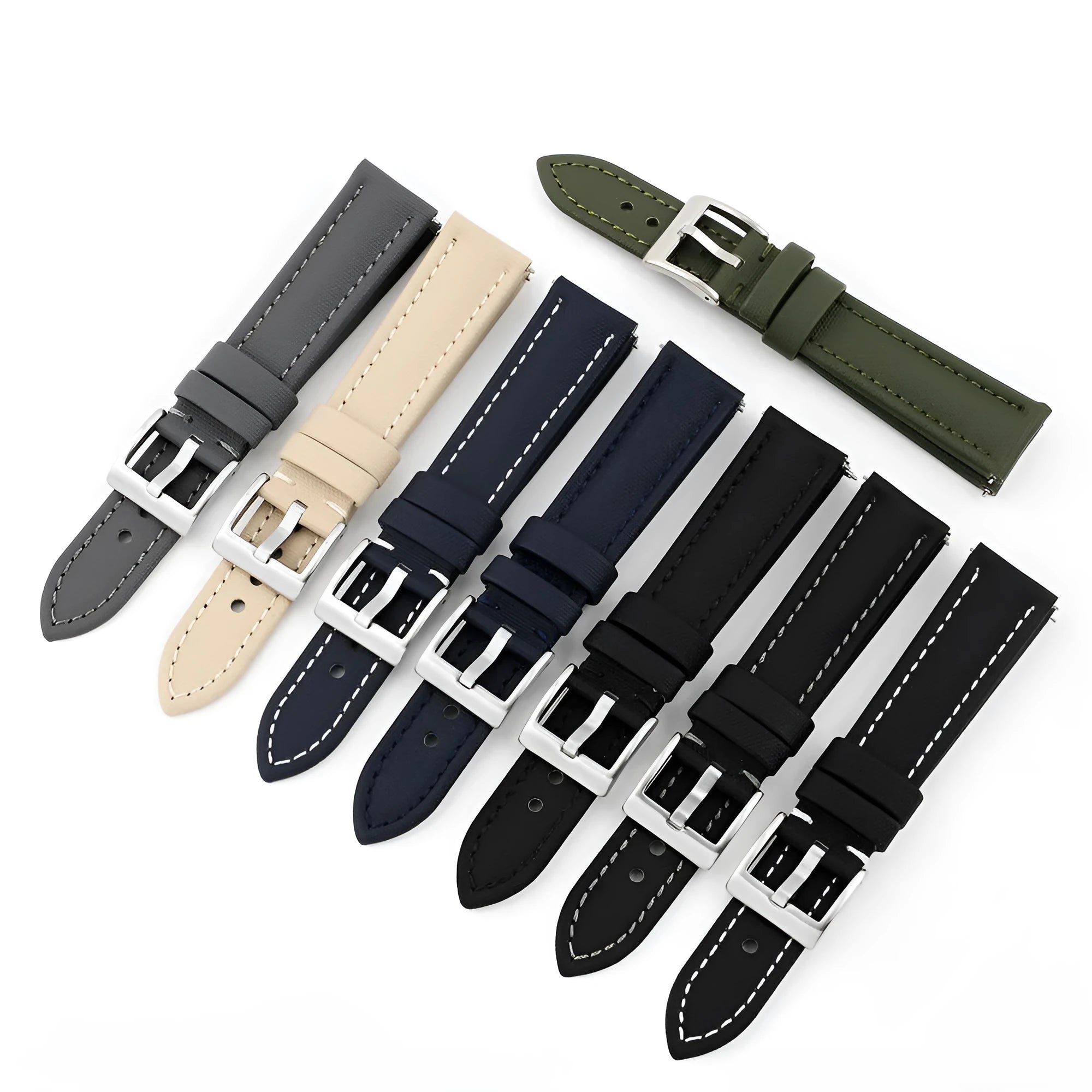 Oxford water-repellent cloth leather fit watch strap in black with 20mm lug width
