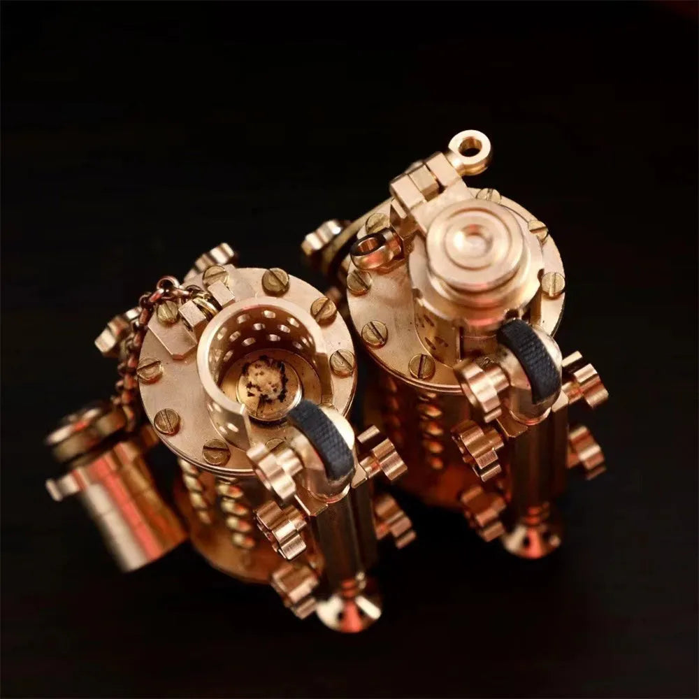 All copper handmade mechanical punk kerosene lighter in brass colour with shaft even style