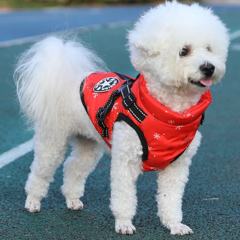 Pet warm dog cotton coat with thickened fleece lining in blue, size L