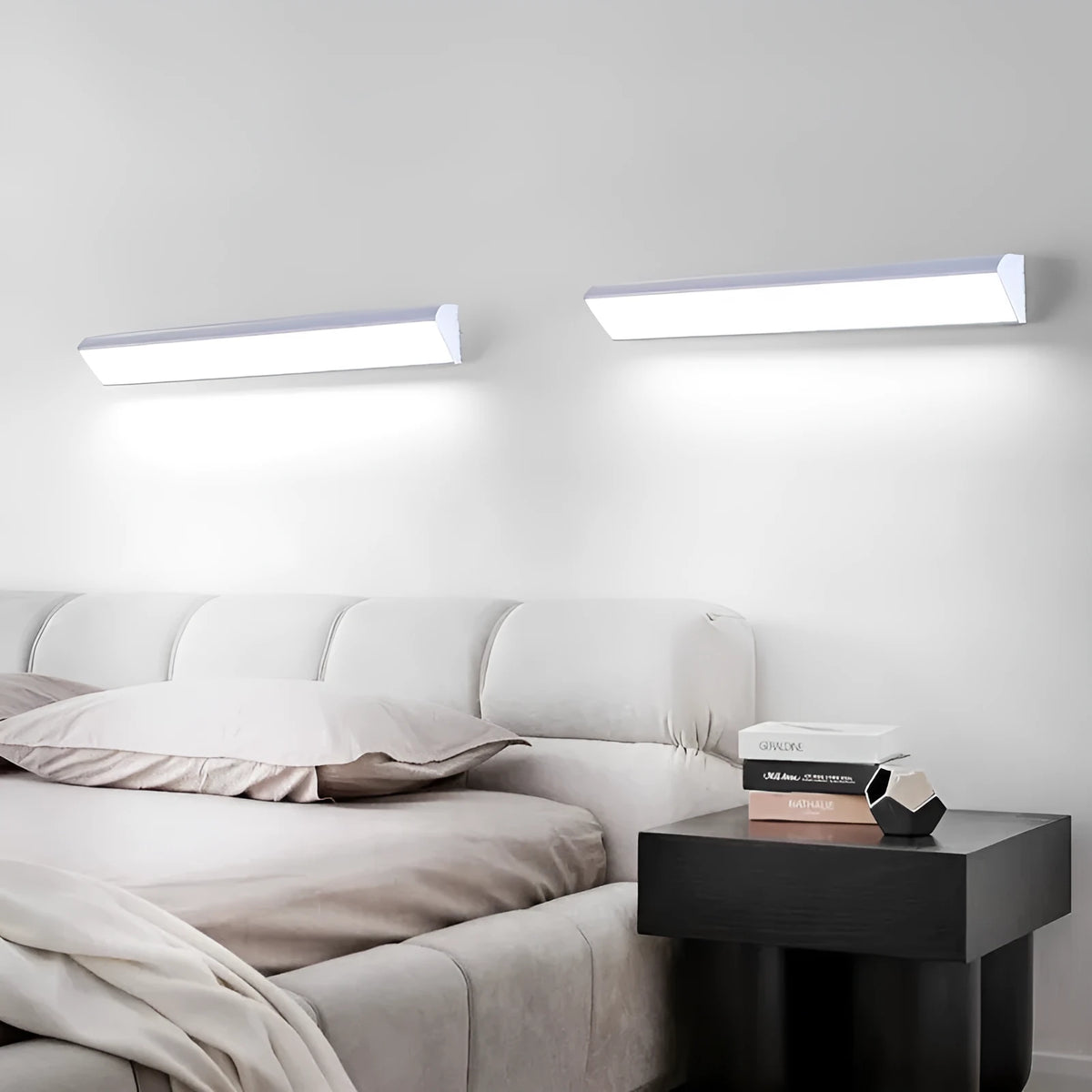 Modern LED strip wall lamp black aluminium housing PC shade 48cm length
