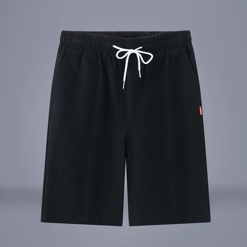 Chinese style solid colour cotton linen cropped summer pants on a hanger