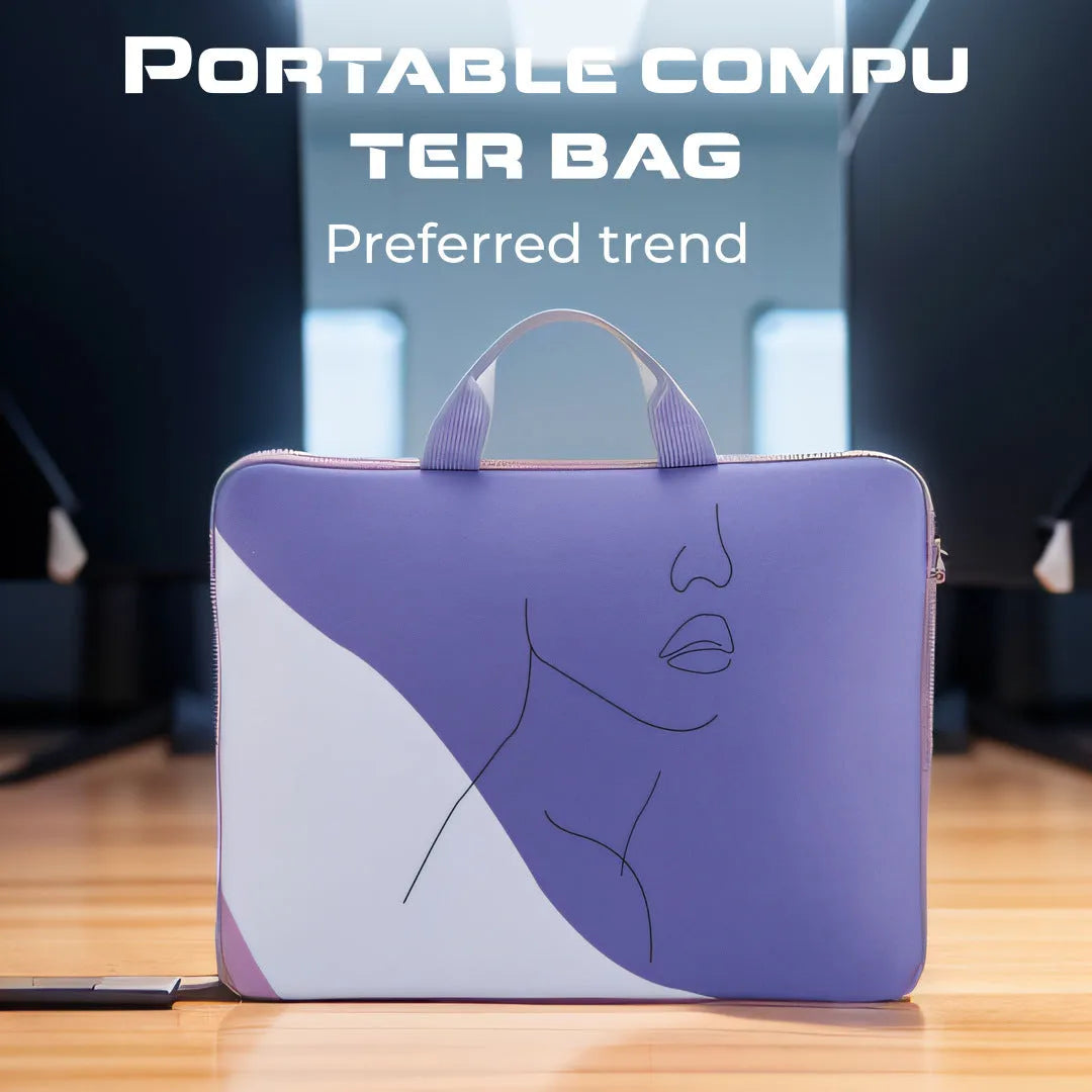 Purple anti-cut polyester laptop sleeve with character print for 13 to 17 inch notebooks
