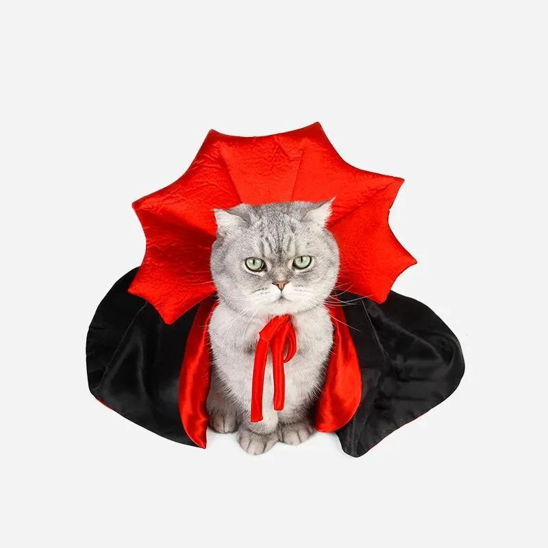 Halloween vampire cloak costume for small dog or cat showing cape design