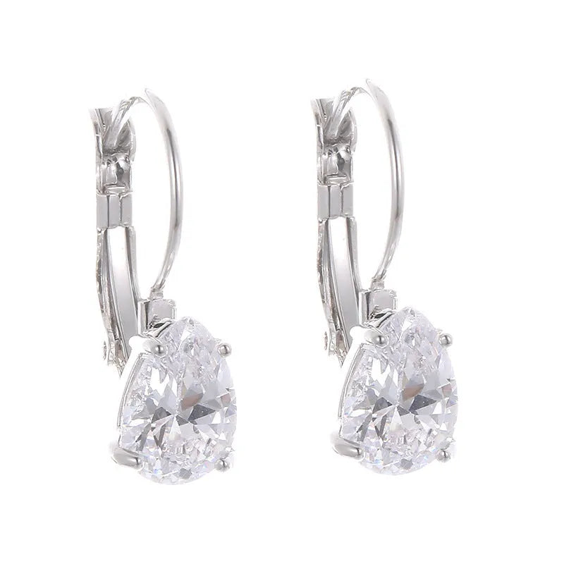 Women's drop-shaped copper earrings with gold or platinum colour plating, European-American style