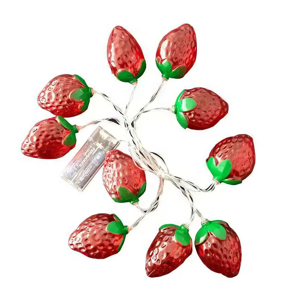 Strawberry LED fairy lights in warm colour on a outdoor string with IP66 protection