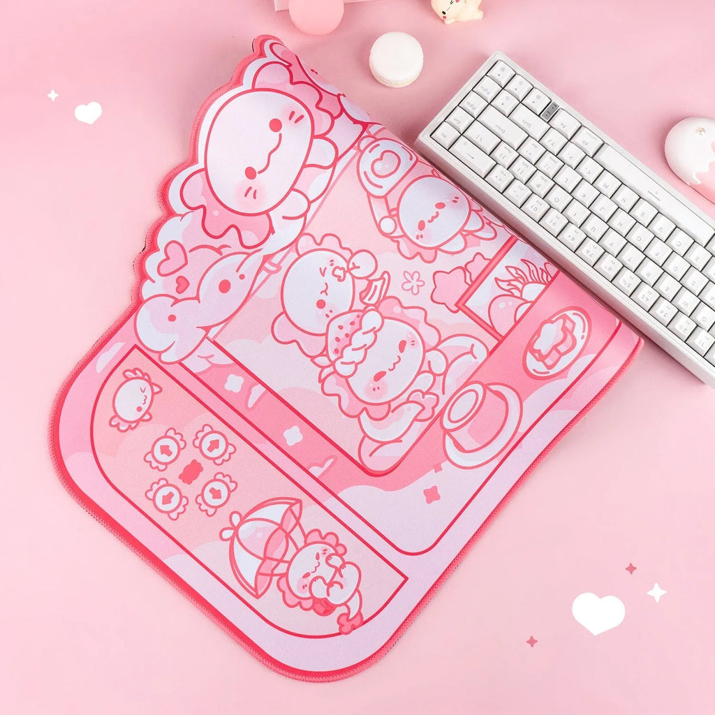 Large rectangular mouse pad with hexagonal dragon crane machine anime design measuring 75cm by 40cm