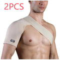 Adjustable free-size sports shoulder protective strap in skin colour for weightlifting and outdoor activities.