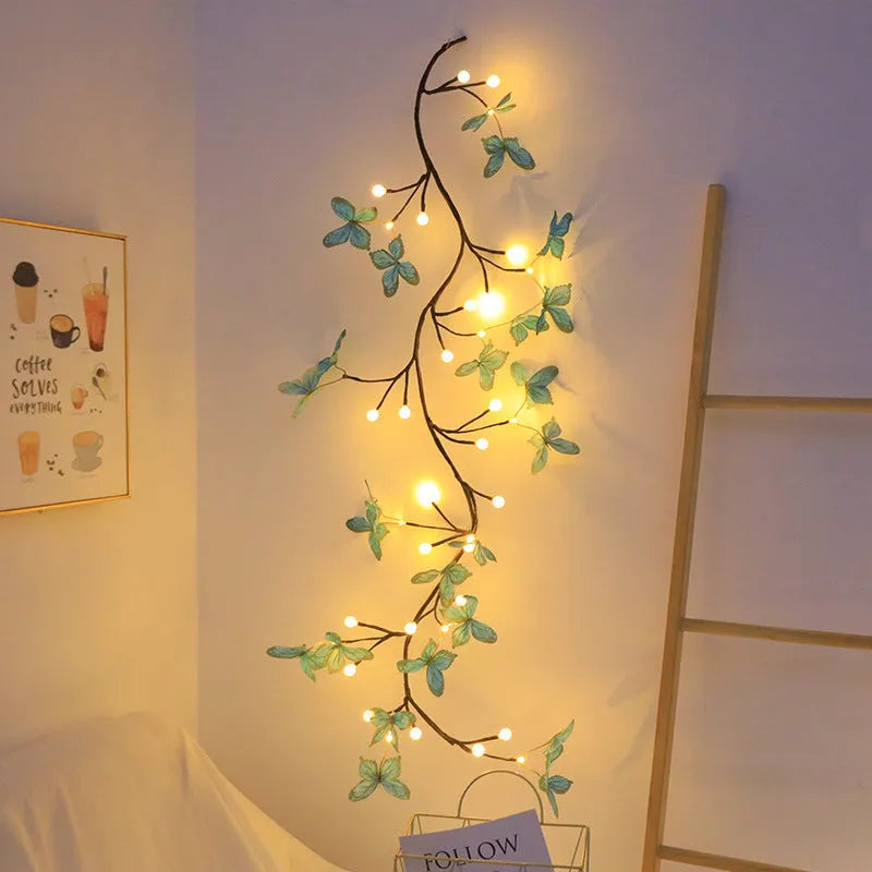 1.8 metre tall LED butterfly tree rattan lamp with colourful decorations and flexible branches
