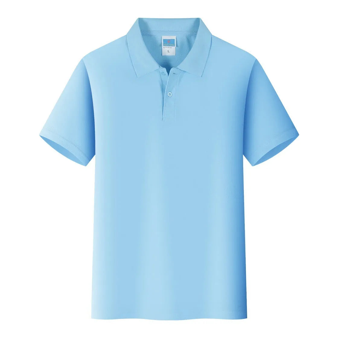 Short-sleeved cotton advertising shirt in a straight fit, shown in multiple colour options.