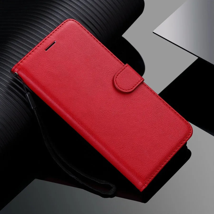 Leather style flip wallet phone case with card slot and kickstand for iPhone