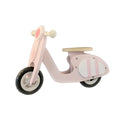 Pink wooden toddler balance scooter with 10-inch deck for children aged 1-6 years.